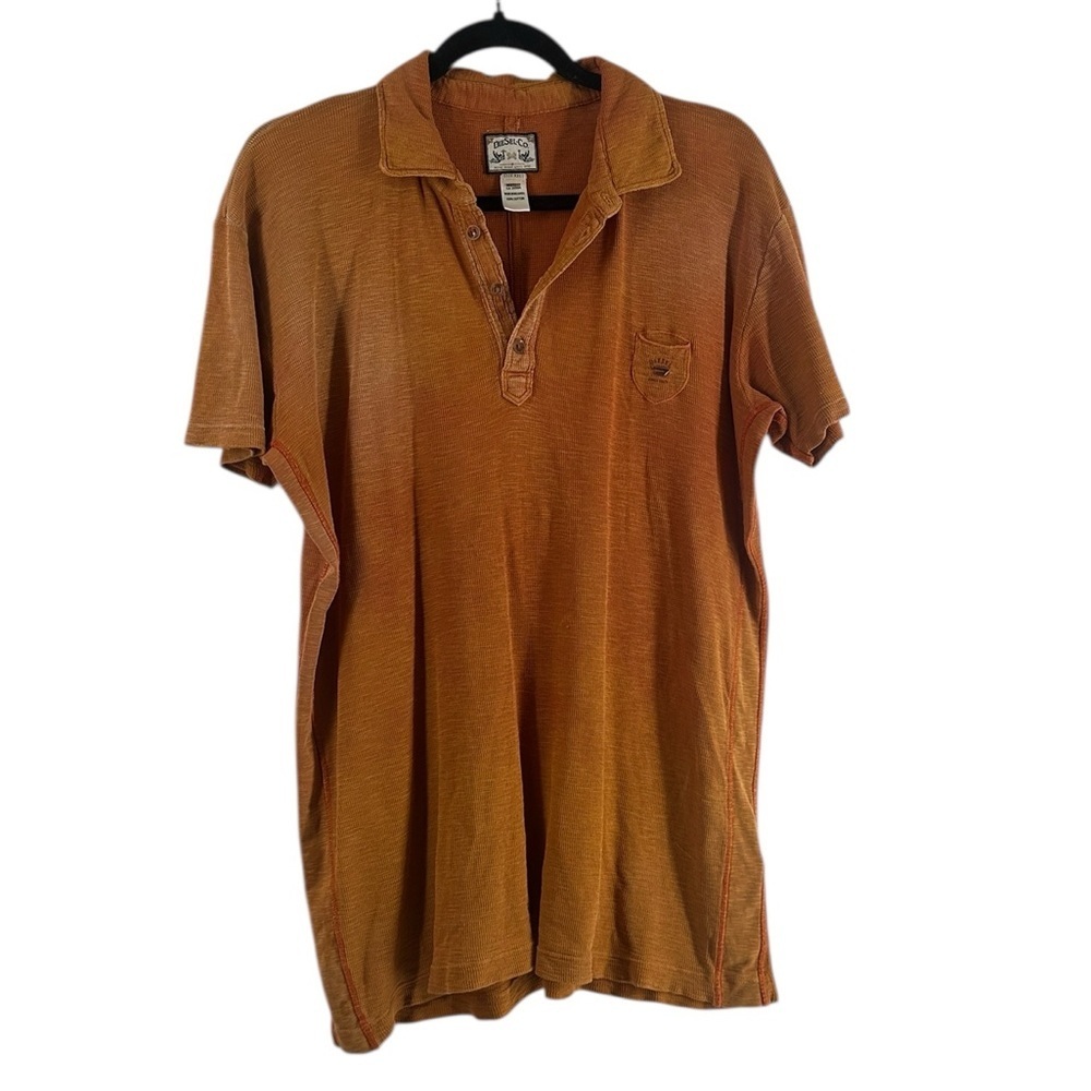 Diesel Co. Orange waffle knit polo distressed beach vacation Burnt orange sz xxl